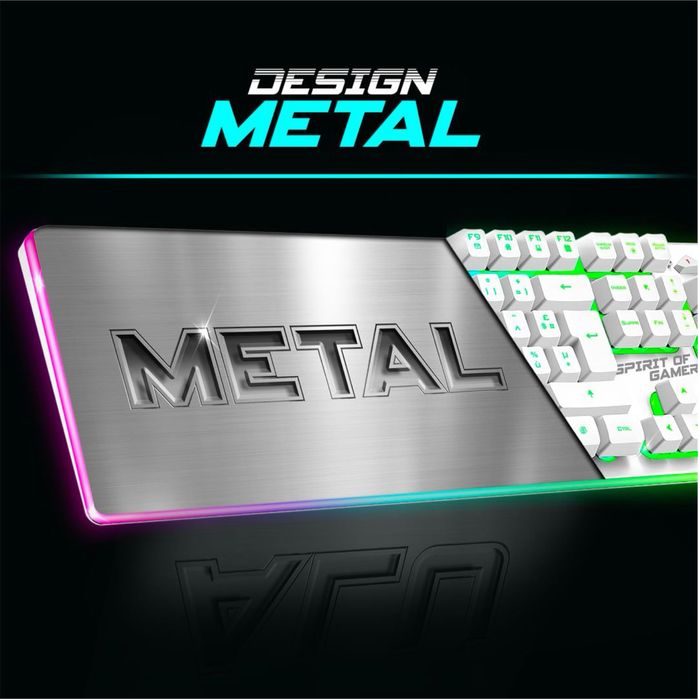 Set Tastatură si mouse Gaming Wireless SPIRIT OF GAMER MK600 Iluminare RGB Dispunere AZERTY - Alb