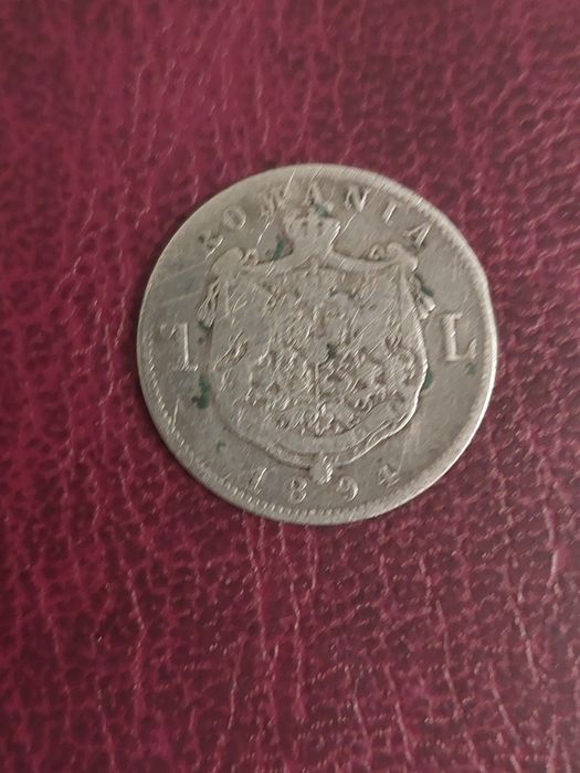 Moneda argint 1 leu 1894.