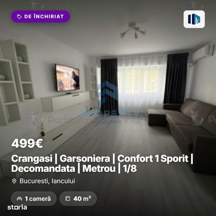 Crangasi | Garsoniera | Confort 1 Sporit | Decomandata | Metrou | 1/8