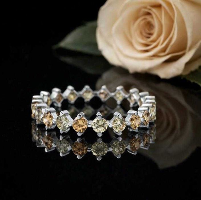 Inel aur alb 14k cu 19 diamante naturale 1.14 ct