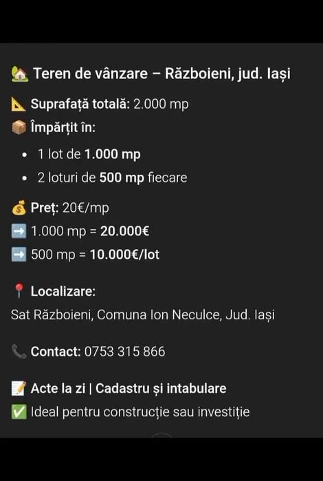 Vand teren intravilan