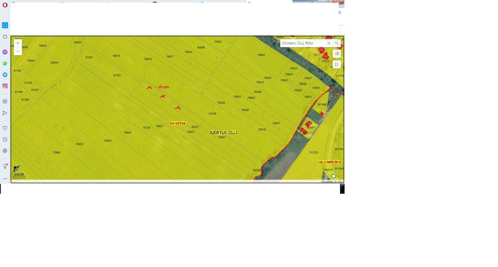 Teren intravilan 1600 mp de vânzare în Chinteni,jud Cluj | 3 parcele + drum cadastrat pe lungimea parcelelor-IDEAL PENTRU INVESTITIE