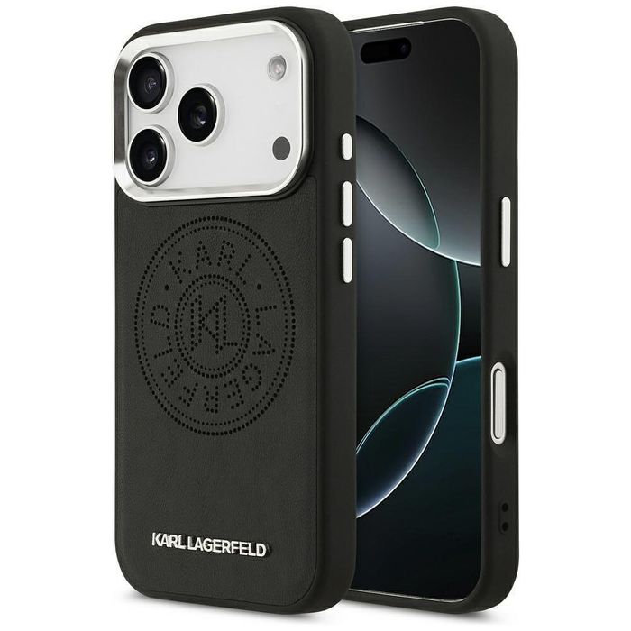 Karl lagerfeld - leather with point & metal logo magsafe за iphone 17