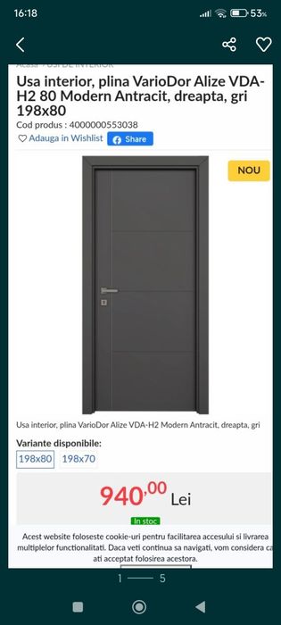 Uși interioare gri antracit noi