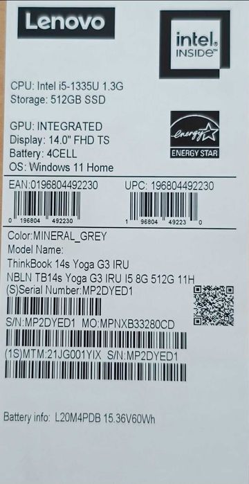 Laptop Tableta 2 in 1 Lenovo ThinkBook 14s 40GB RAM ThinkPad ca nou