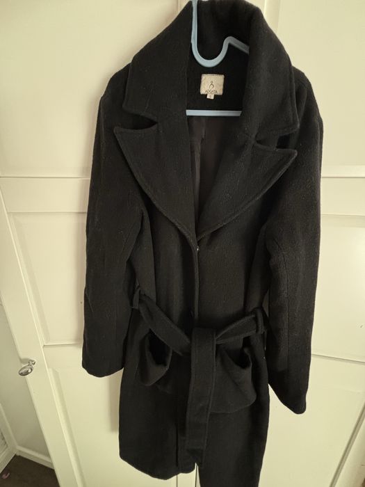Дамско черно палто вълна Aggata, S
