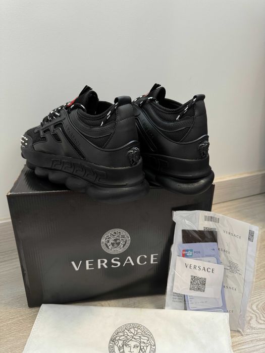 Adidasi VERSACE Chain Reaction Black - Produs Nou - Full Box, negru