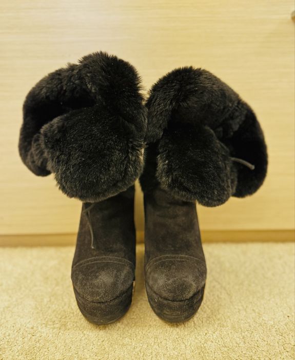 Cizme blana naturala si piele intoarsa si imblanite