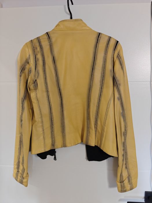 Яке от естествена кожа жълто размер XL