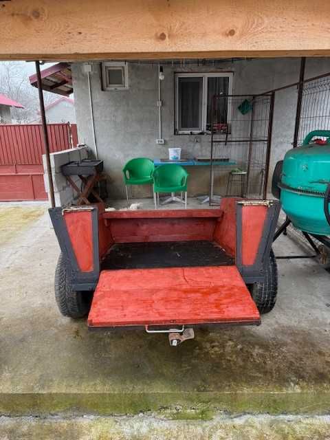 Remorcă motocultor NOUĂ, construcție solidă, oblon rabatabil