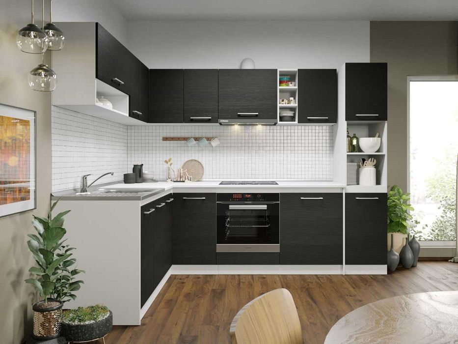 Set Mobila Bucatarie Colt Mina 180*260 Alb/Ferrara – C25