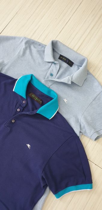 ETRO Milano Pique Cotton Italy / S и M ОРИГИНАЛ! Мъжки Тениски - 2 Бр