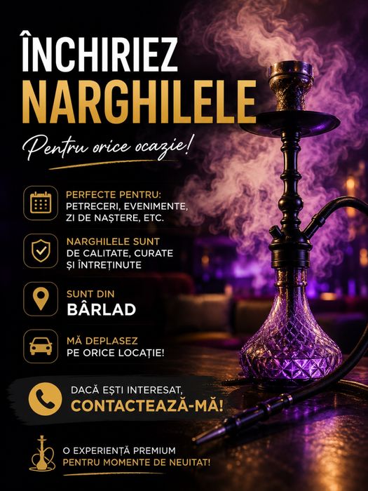 Închiriez Narghilele Premium în Bârlad și împrejurimi!