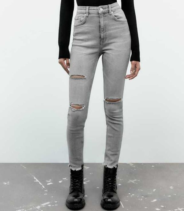 Jeans/blugi Zara mar.32/XXS skinny cu rupturi Nou