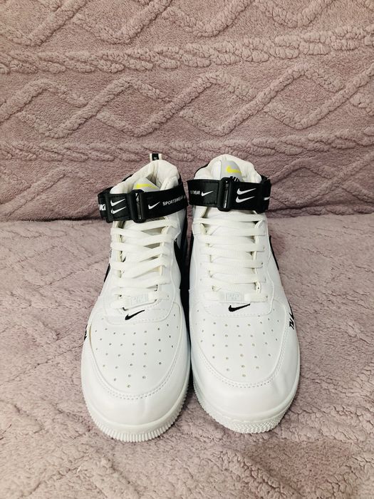 Ghete Nike AF1 alb spate negru