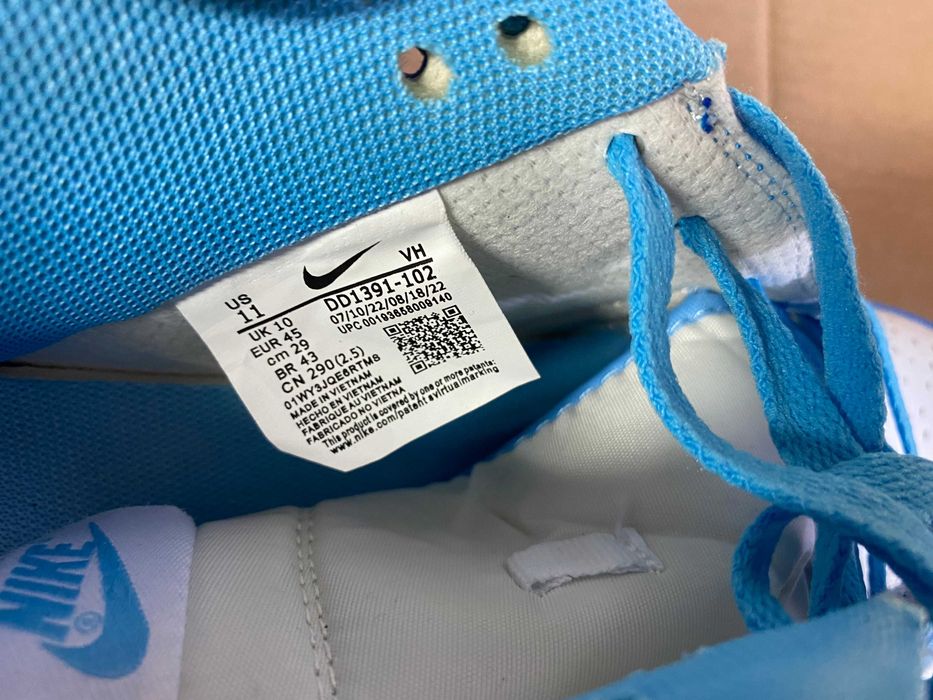 ''Nike Dunk Low UNC University Blue White''оригинални маратонки 45 ном