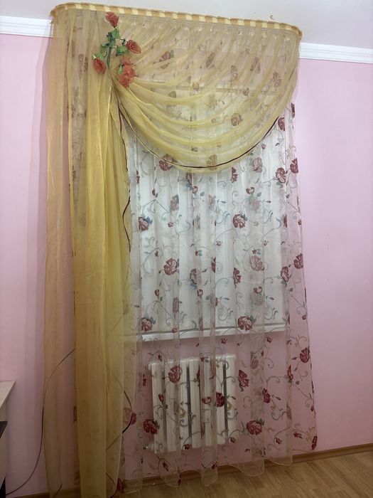 Шторы, тюль органза, б/у