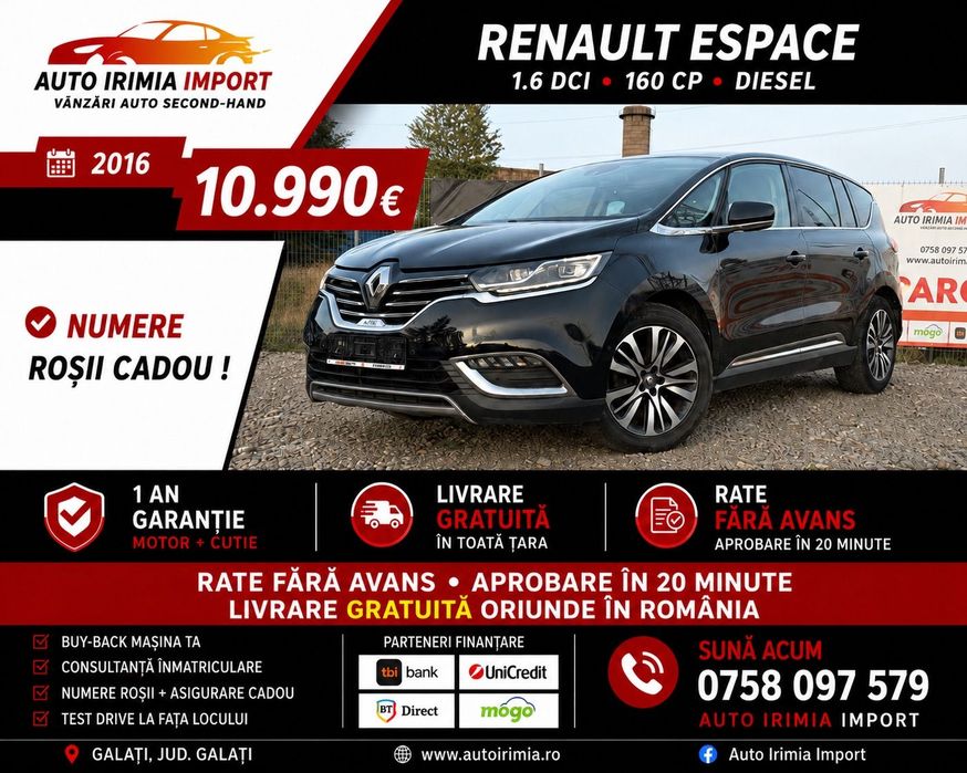Renault Espace Garanție , Km Reali , Rate , Avans Zero , Factura.