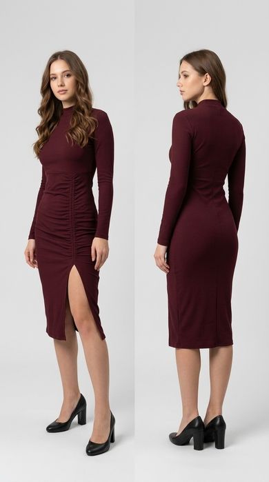 Бордовое платье с драпировкой, бу, продам