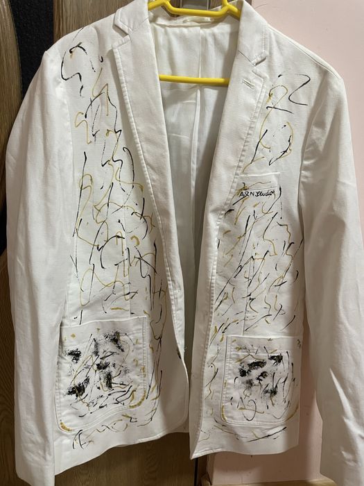 Jachetă denim pictată manual – unicat – handmade