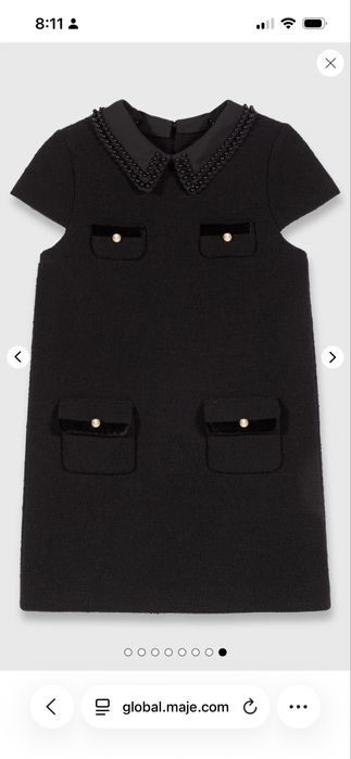 Maje рокля букле със златисти емблематични копчета 2025-26 зима