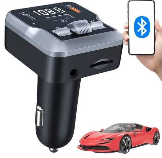 Bluetooth FM трансмитер за кола 6в1 с type C зарядно