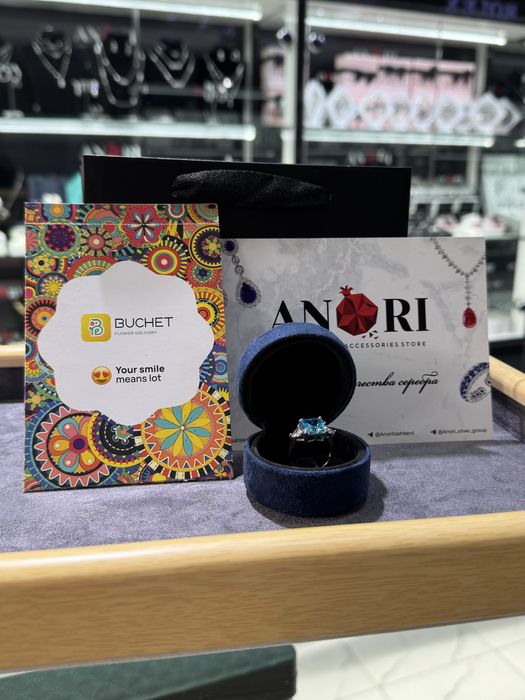 Кольцо с синем камнем