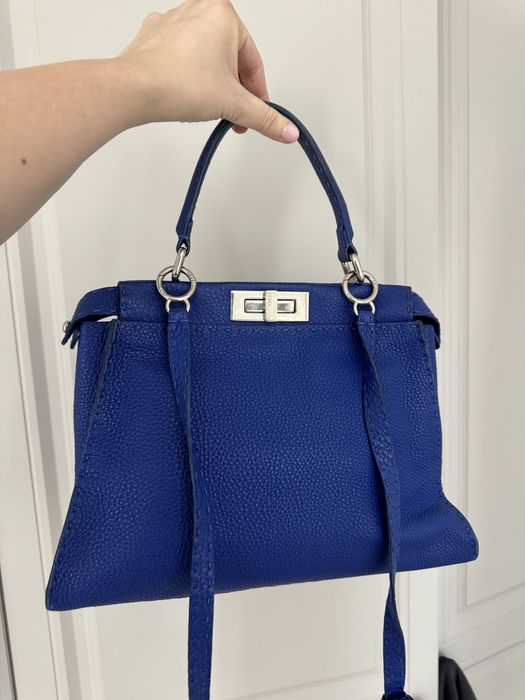 Fendi Blue Leather Medium Peekaboo