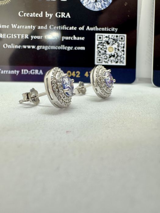 Сребърни обеци с мойсанит (Диамант) 0.5 карата