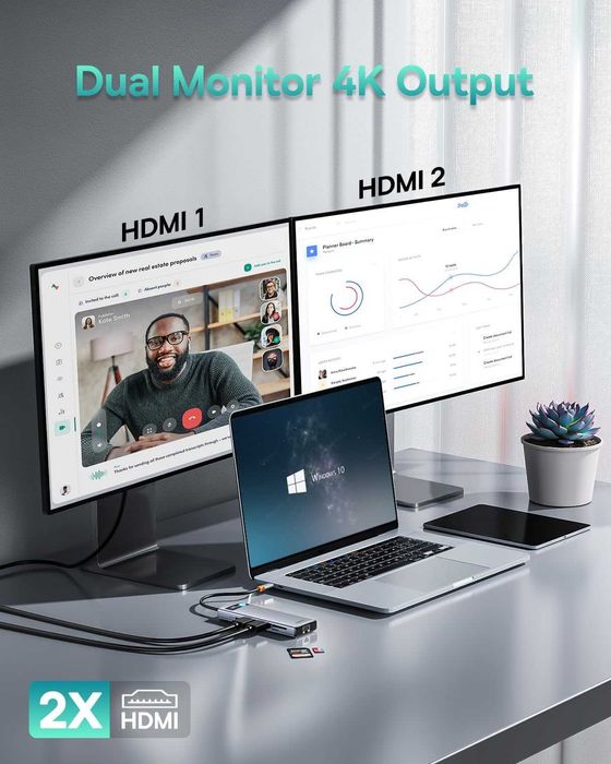 USB Hub Док станция Baseus 9в1 Type-c CReader PD 100W 4K-30Hz Ethernet