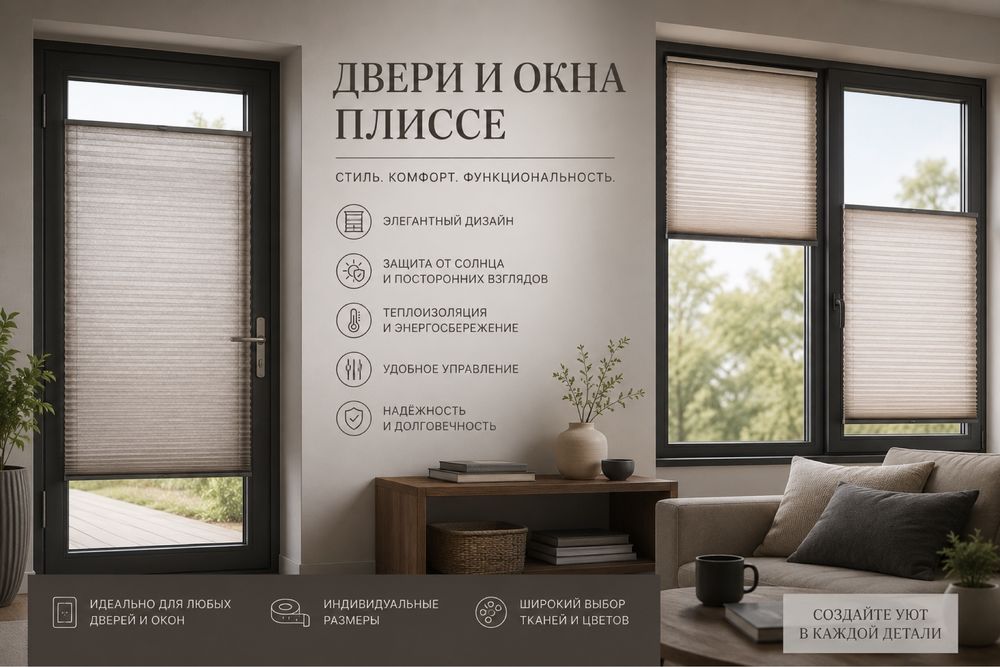 Москитные двери и окна плиссе
