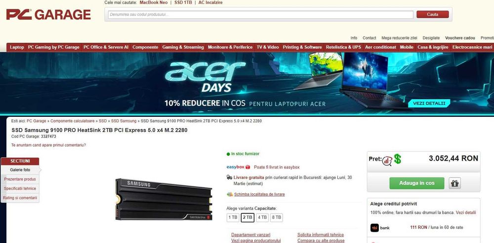 Samsung 9100 Pro 2TB heatsink, M.2, NVMe PCIe 5.0, SIGILAT IN CUTIE