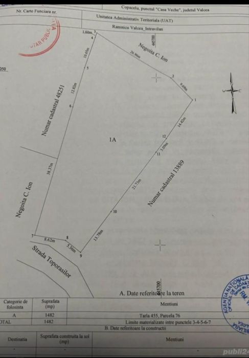 Teren de vanzare Rm Valcea 6km de centru