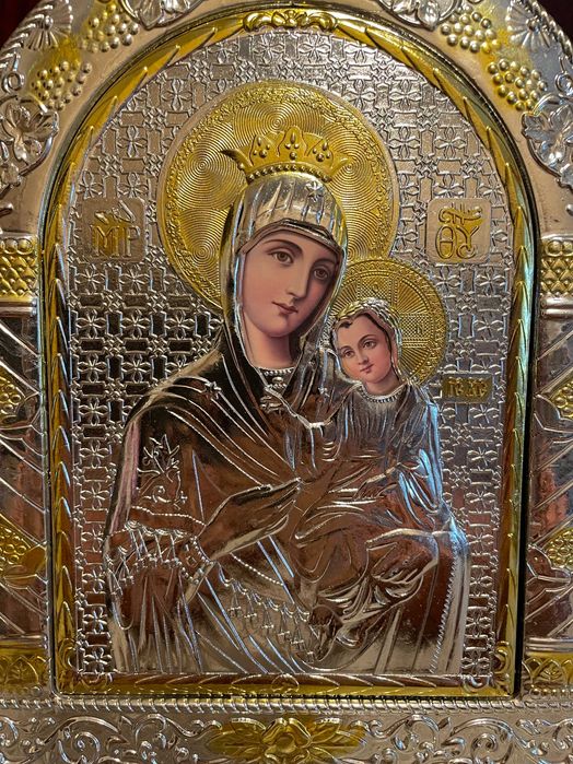 icoana argintata icoana veche maica domnului dm 27x24 icoana argintata