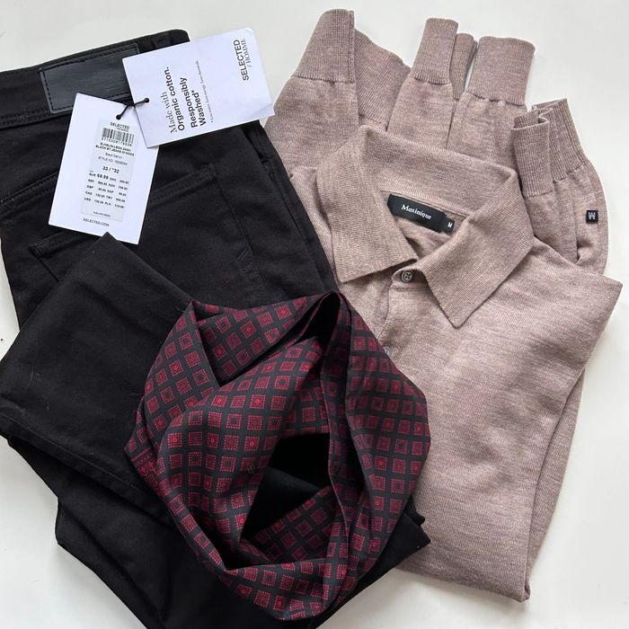 Selected нови черни слим дънки деним 32/33 размер