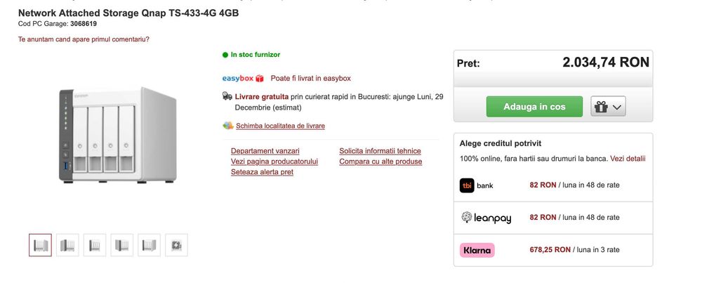 NAS QNAP TS-433, 4 bay, 4GB RAM