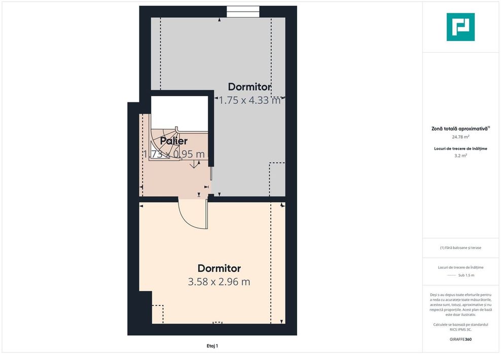 Apartament cu 2 camere pe 2 niveluri în Dumbrăvița