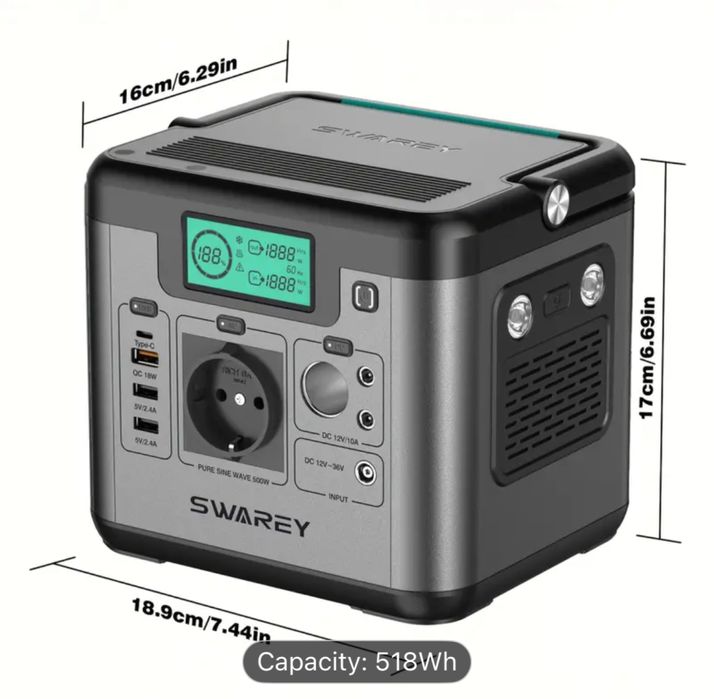 ПОСЛЕДНА 500W соларна станция, генератор, електроцентрала -518Wh бат.