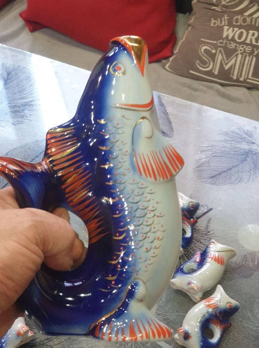 Порцеланов СССР сервиз рибки