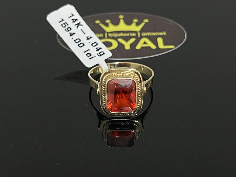Bijuteria Royal CB : Inel dama poatra rosie aur 14L 585  4,04 gr