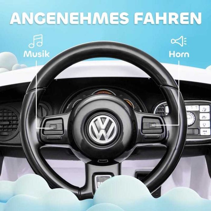 AIYAPLAY Електрическа кола VW Beetle, 3-5 км/ч, с дистанционно управление и музика