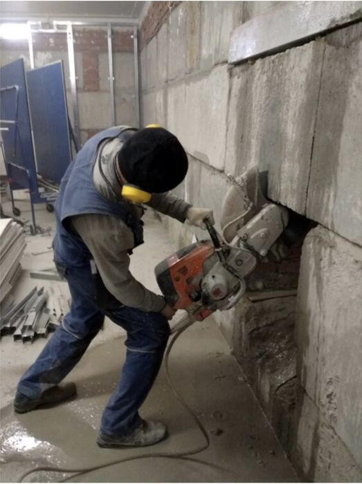 Демонтаж, резка стен)