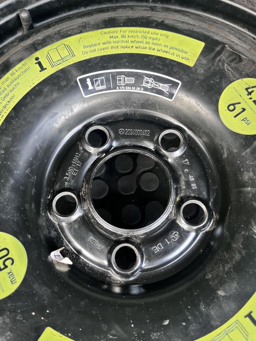 Roata rezerva ingusta "slim" Mercedes 16 inchi - 125/90 R16 - Originala