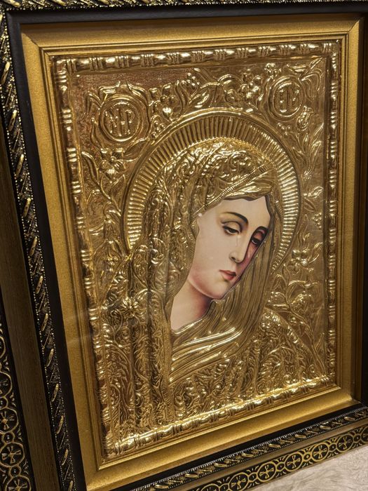 Icoană bizantină placată cu argint și aur 24K – handmade Grecia