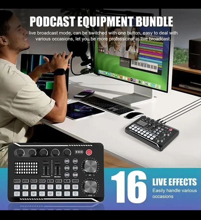 Placa de sunet externa cu 16 efecte de sunet Consola DJ Bluetooth