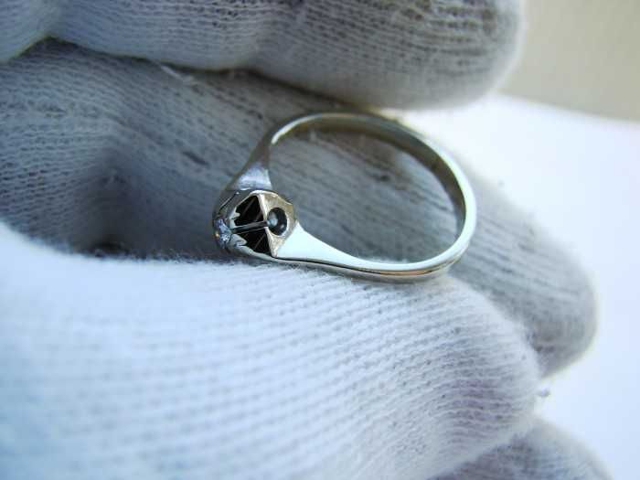 Inel aur alb 14k cu diamant model Tulip unicat