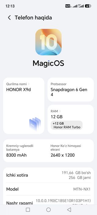 Honor x9d olinganiga kup bulmadi pul zarar