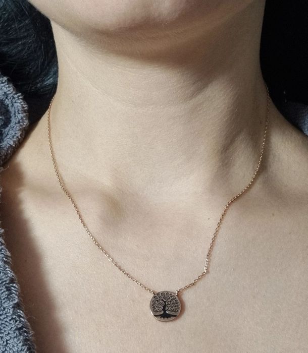 Lantisor "copacul vietii" rose placat cu argint,