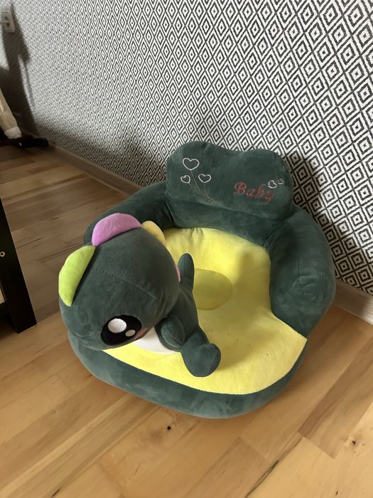 Fotoliu copii culoare verde cu galben, foarte lejer