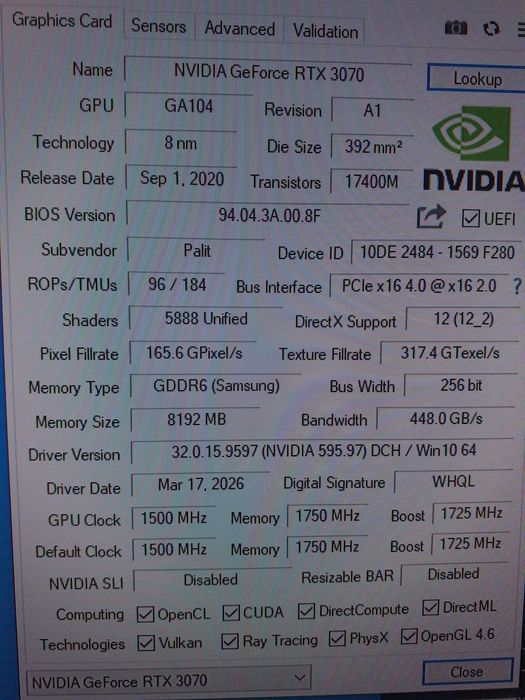 Видеокарта Palit RTX 3070 JetStream